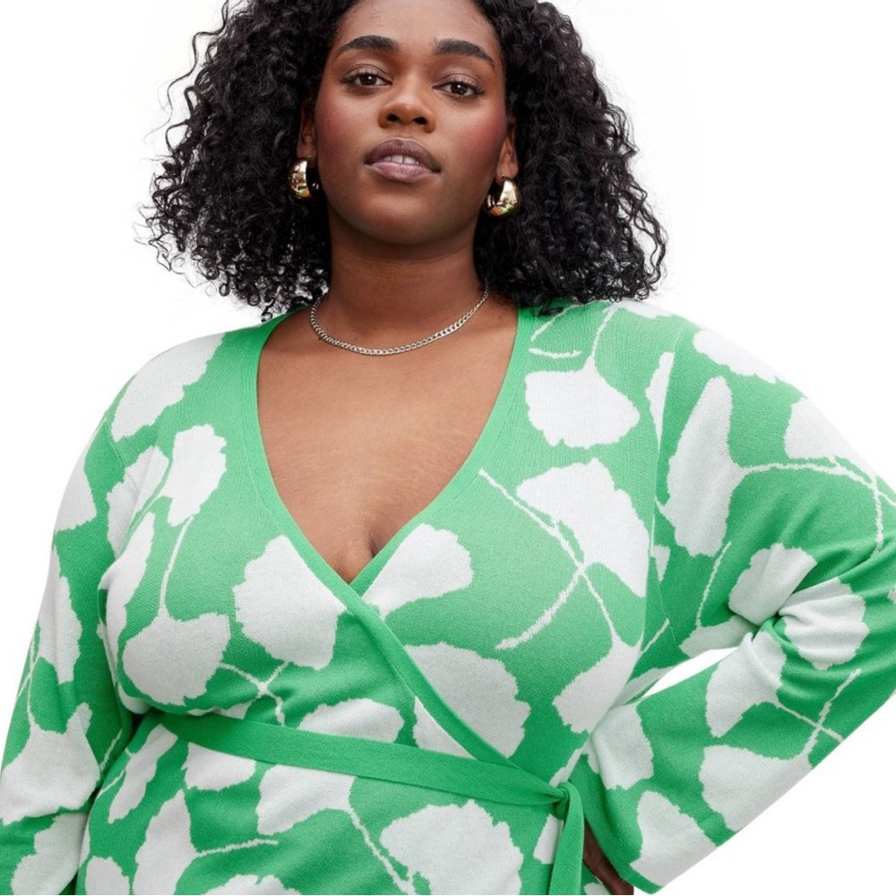 DVF for Target Green Ginkgo Wrap Tunic Top - Size 2X